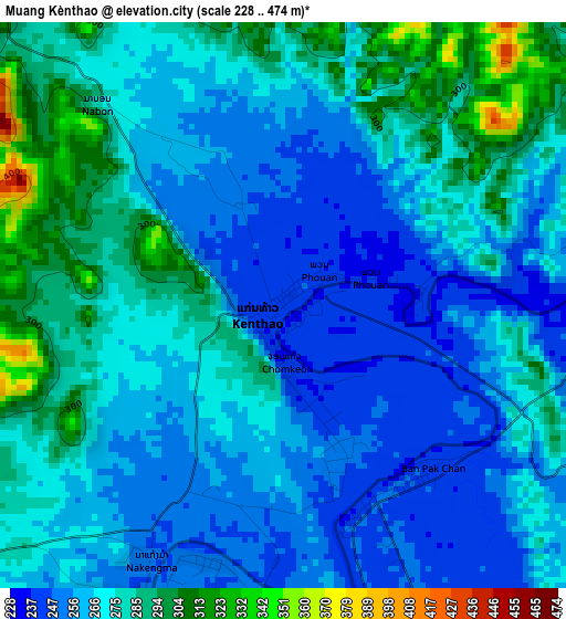 Muang Kènthao elevation map