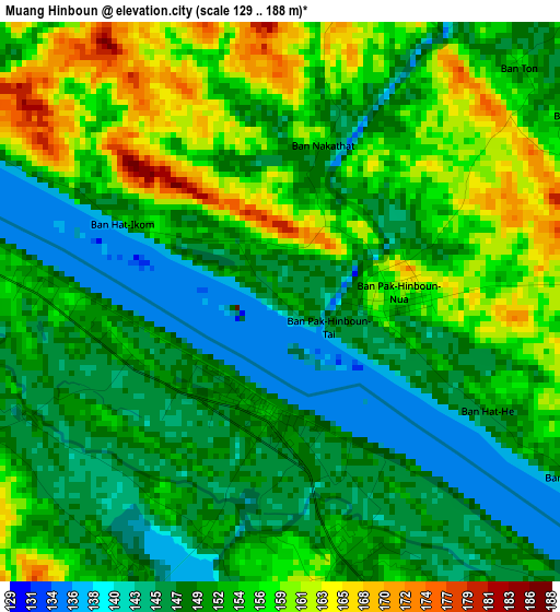 Muang Hinboun elevation map