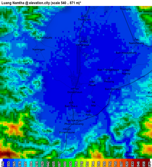 Luang Namtha elevation map