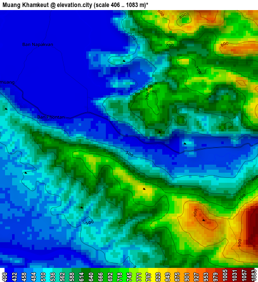 Muang Khamkeut elevation map