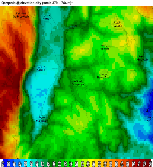 Qarqania elevation map