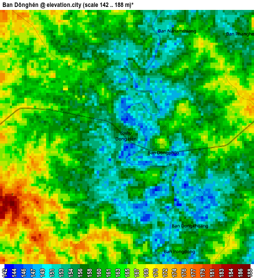 Ban Dônghén elevation map