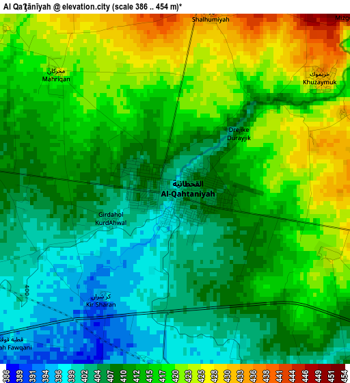 Al Qaḩţānīyah elevation map