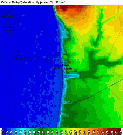 Qal‘at al Maḑīq elevation map