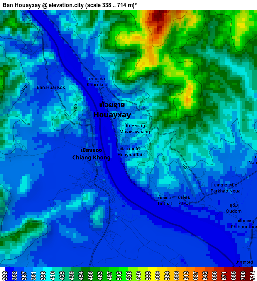Ban Houayxay elevation map