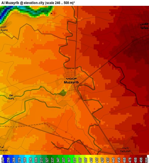 Al Muzayrīb elevation map