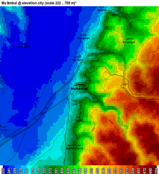 Muḩambal elevation map