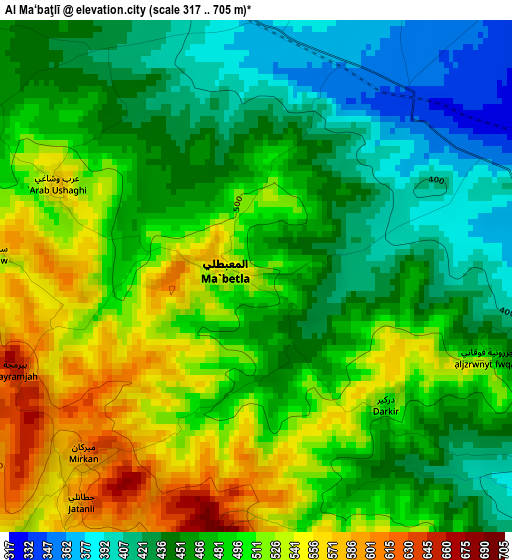 Al Ma‘baţlī elevation map