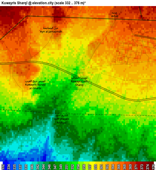 Kuwayris Sharqī elevation map