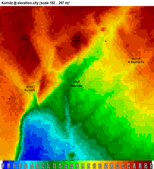 Kurnāz elevation map