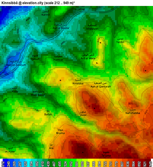 Kinnsibbā elevation map