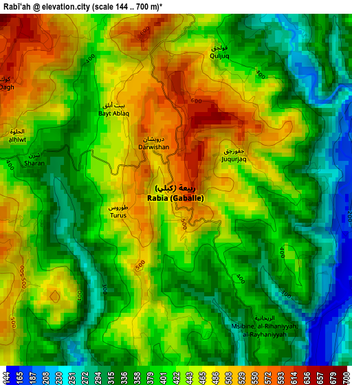 Rabī‘ah elevation map