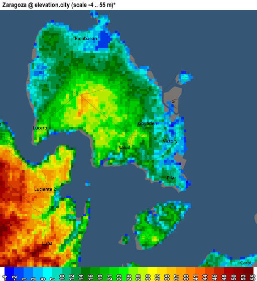 Zaragoza elevation map