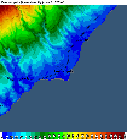 Zamboanguita elevation map