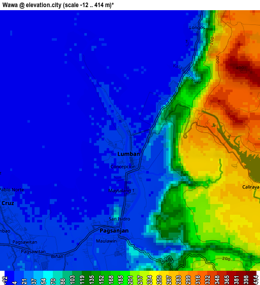 Wawa elevation map