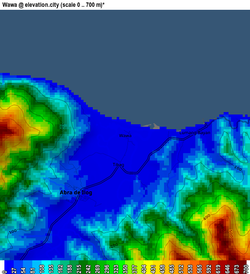 Wawa elevation map