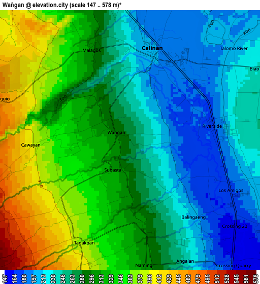 Wañgan elevation map