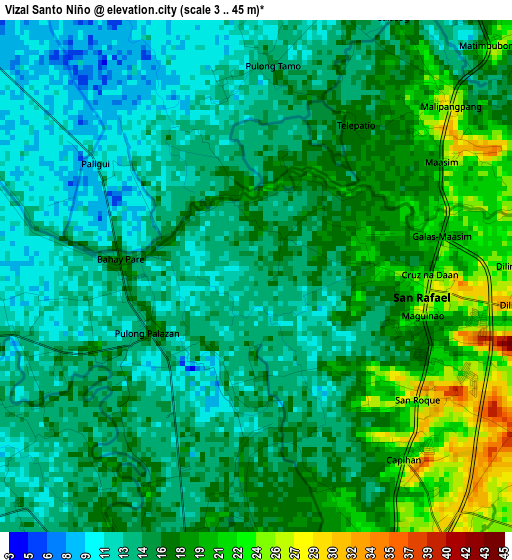 Vizal Santo Niño elevation map