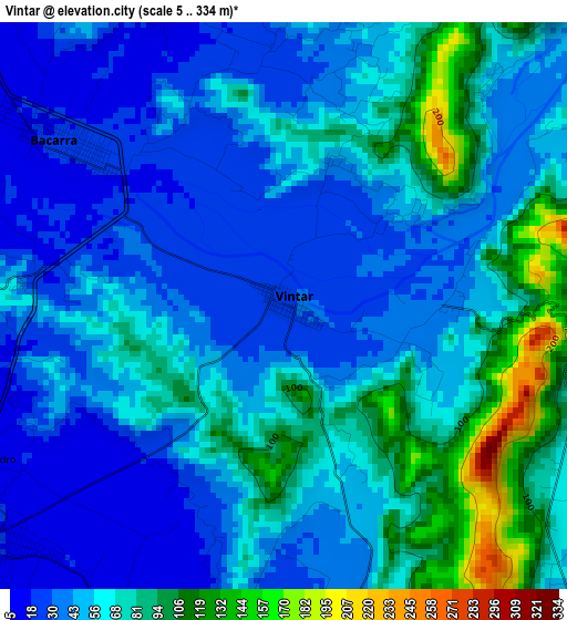 Vintar elevation map