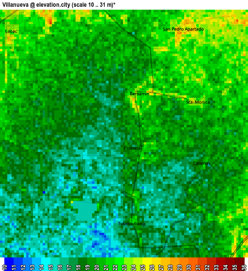 Villanueva elevation map