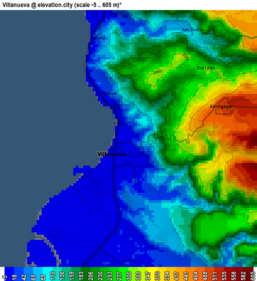 Villanueva elevation map