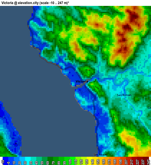 Victoria elevation map