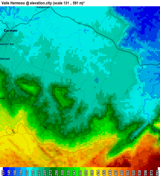 Valle Hermoso elevation map