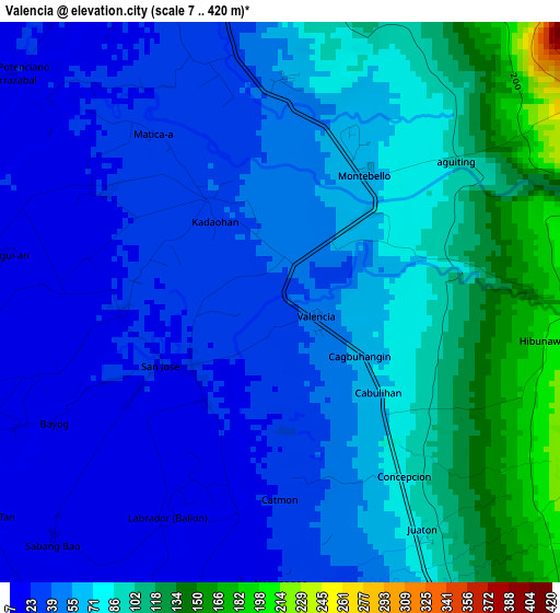 Valencia elevation map