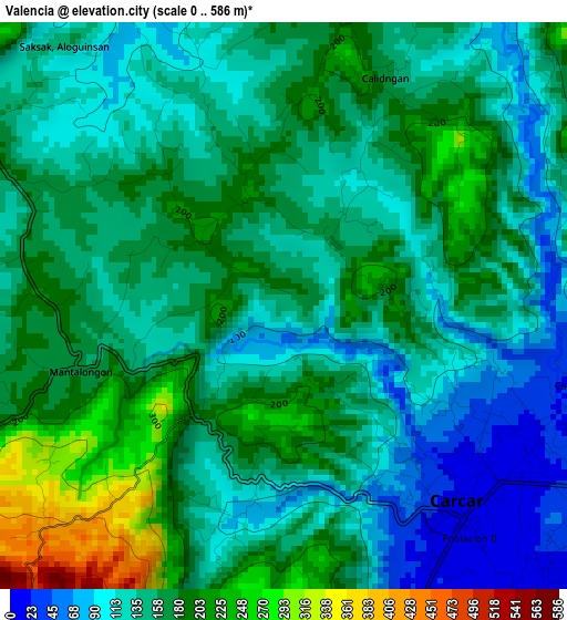 Valencia elevation map