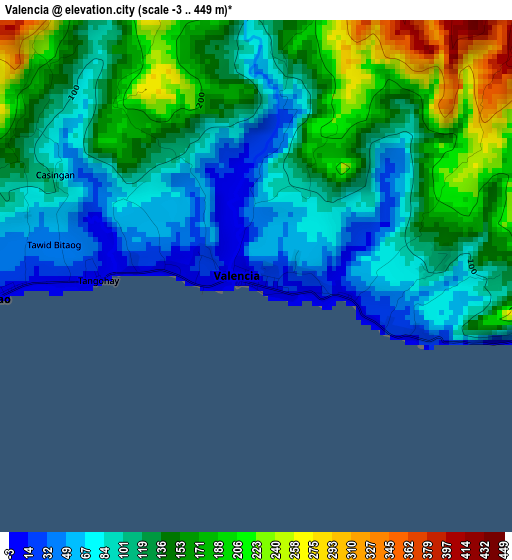 Valencia elevation map