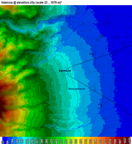 Valencia elevation map