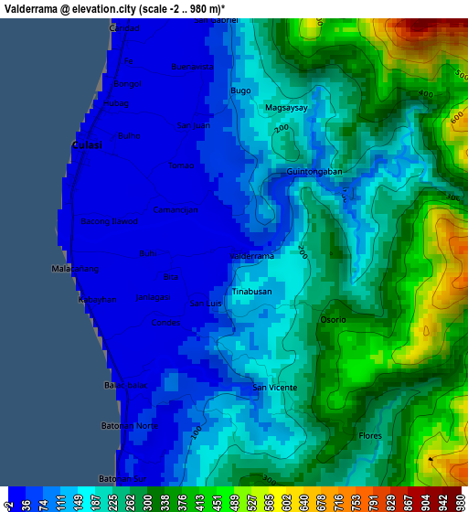 Valderrama elevation map