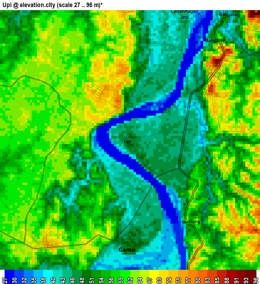 Upi elevation map