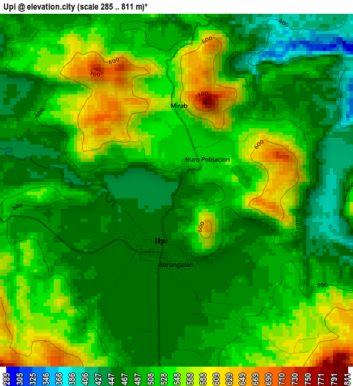 Upi elevation map