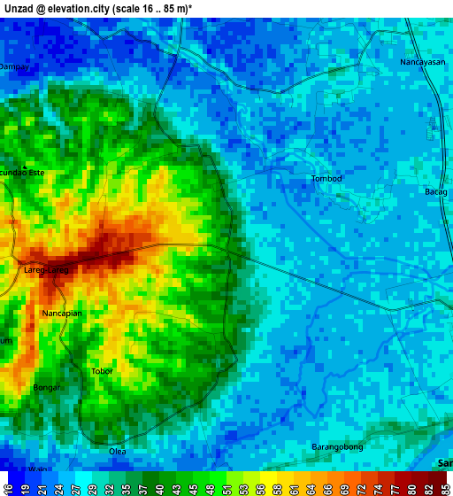 Unzad elevation map