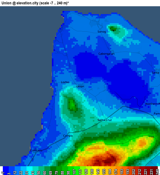 Union elevation map