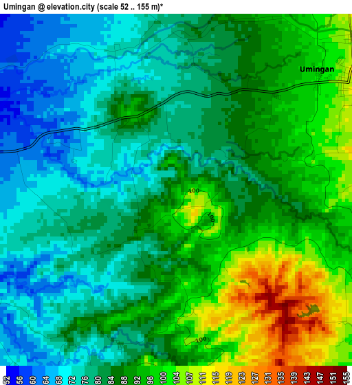 Umingan elevation map