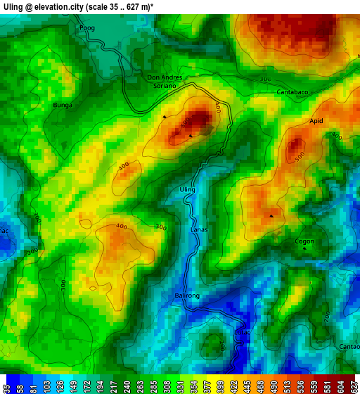 Uling elevation map