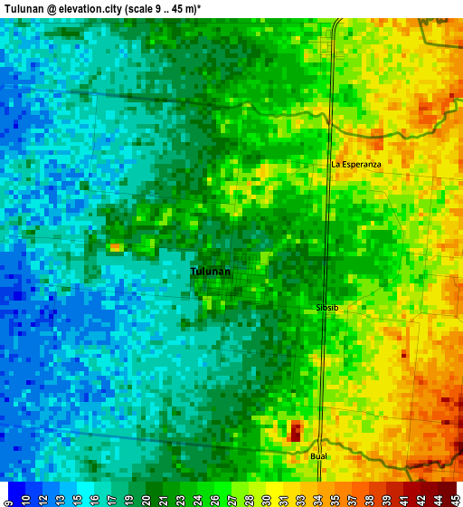 Tulunan elevation map