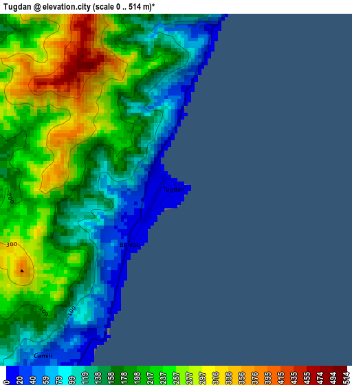 Tugdan elevation map