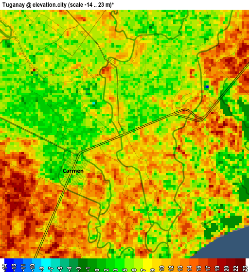 Tuganay elevation map