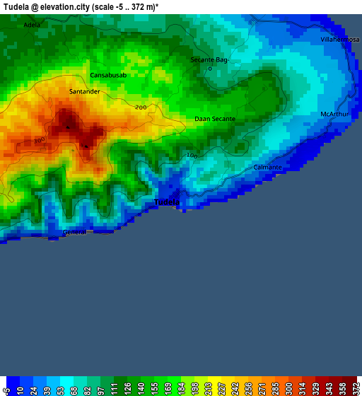 Tudela elevation map