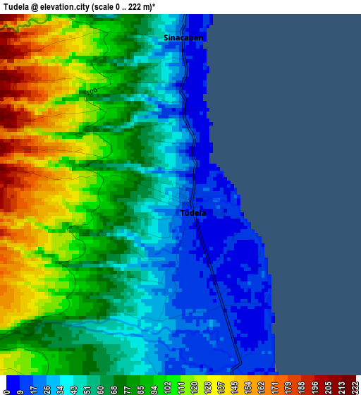 Tudela elevation map