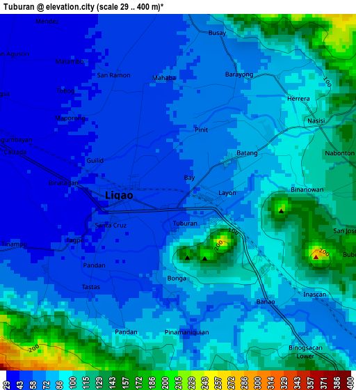 Tuburan elevation map