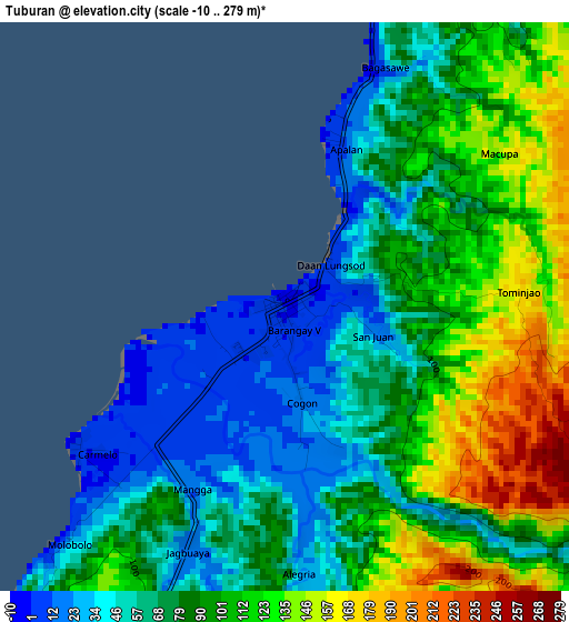 Tuburan elevation map