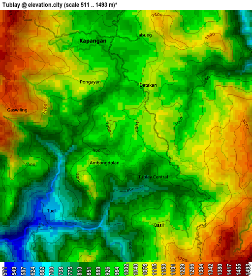 Tublay elevation map