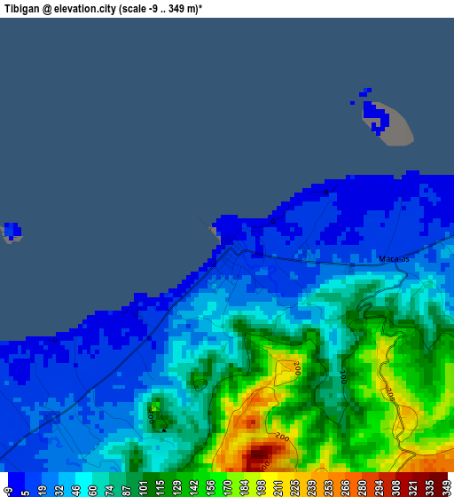 Tibigan elevation map
