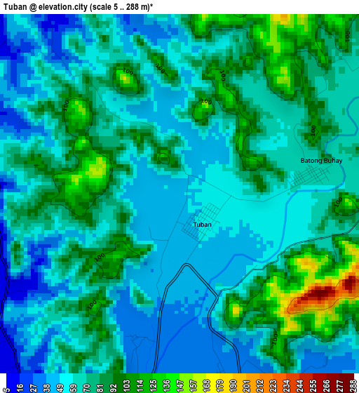 Tuban elevation map