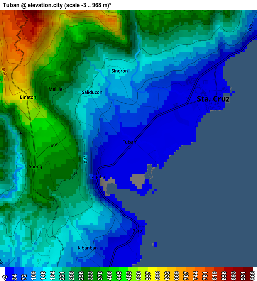 Tuban elevation map