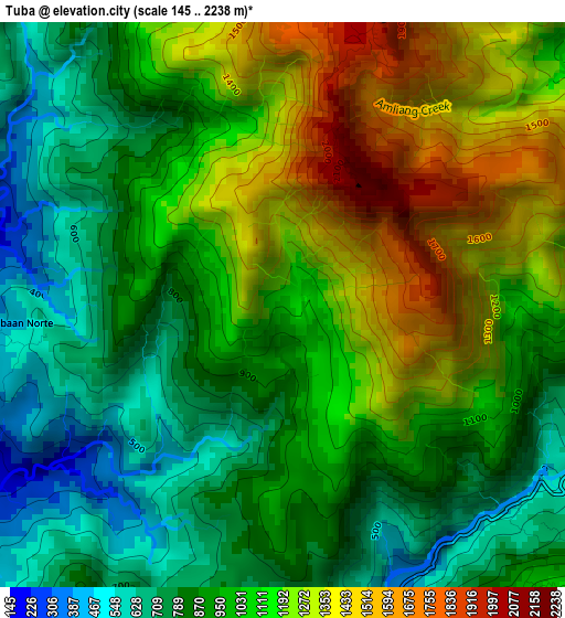 Tuba elevation map